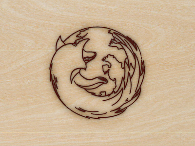 Firefox Laser Cut brand etch etching firefox icon laser laser cut line art logo mozilla wood