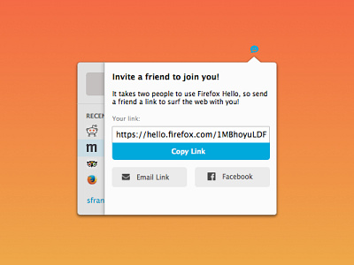 Invite a Friend to Firefox Hello Panel firefox invitation mozilla panel social ui ux window