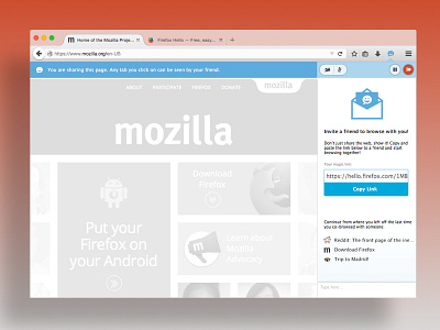 Firefox Hello UI with Sidebar