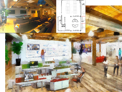 Mozilla Toronto Office Design Space architecture art blueprints concept digital firefox floorplan interior interior design mozilla office painting