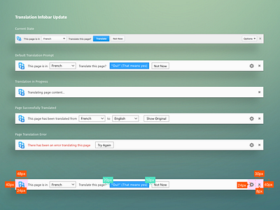 Translation Infobar Update bars buttons content firefox info language mozilla notifications translation ux web