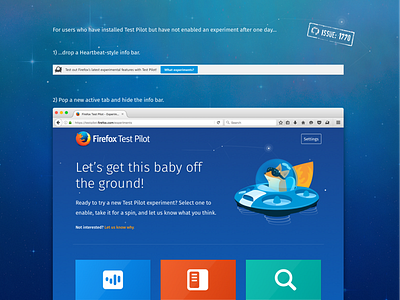 Enticing Firefox Test Pilot Users to Install an Experiment animation firefox gif infobar mozilla notification reminder toolbar ui ux webpage website