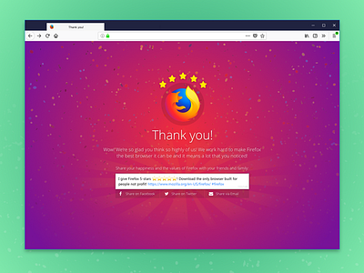 Referral Experiment #1 email facebook firefox mozilla recommend share stars thank you thanks tweet ui ux