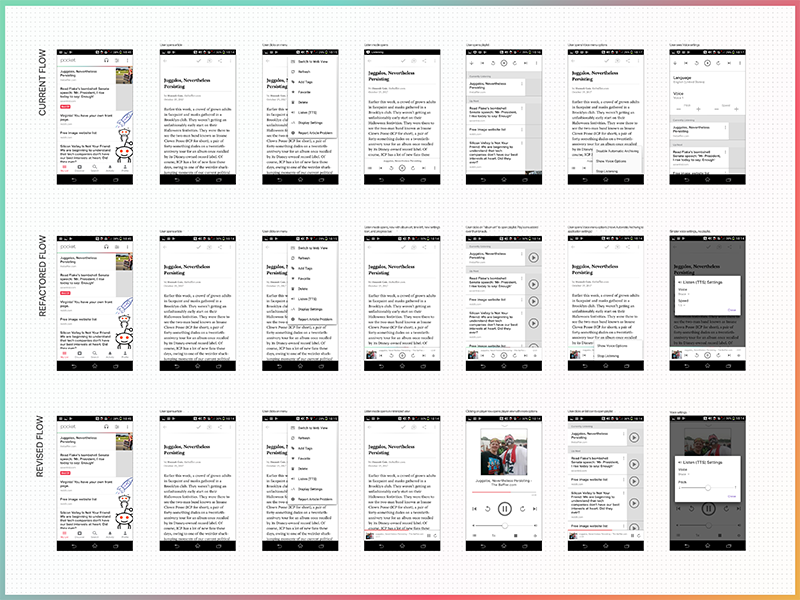 Improving Pocket Listen reading articles pocket audio design apps mobile text speech ux ui