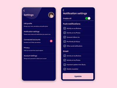 Daily UI 007 / Settings Page app dailyui figmadesign interaction design settings ui ux uxdesign