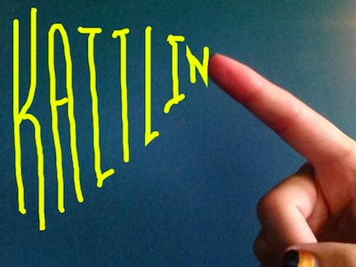 Hand Lettered Kaitlin blue draw finger hand hand lettered kaitlin hooper lettering point yellow