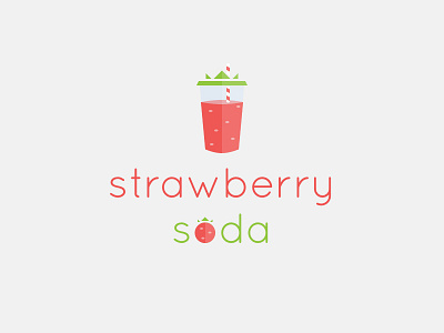 Strawberry Soda brand clean flat icon logo soda strawberry