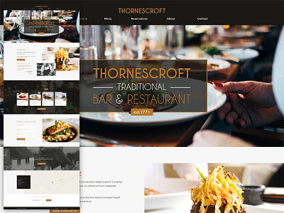 Thornescroft Restaurant black book cards clean food gold map menu one page photography reservation restaurant