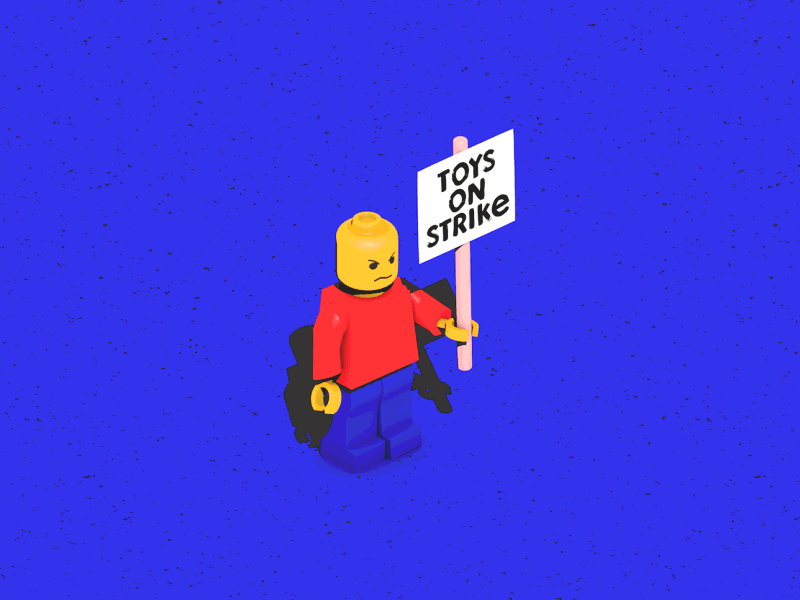 Toys On Strike - Separate Characters cinema 4d illustration lego loop motion design nutcracker soldier robot rubber duck toy slinky toys walk cycle yellow vests strike