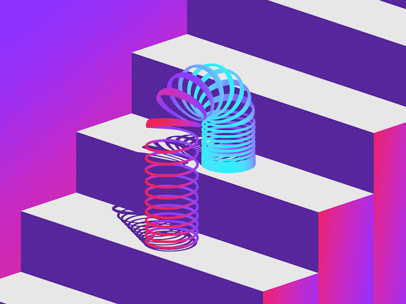 Slinky! - Ping Pong Club #4 "Gravity" after effects c4d cinema 4d fluo gif grain gravity isometric motion design motion graphics neon slinky