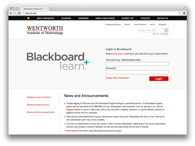Blackboard Login Page