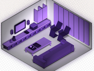 Isometric Interior 3d board design house interior isometric living motion room style