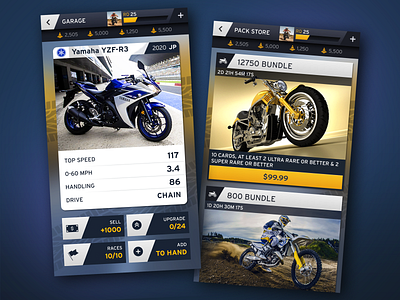 Motorcycle Cards Racing Game android card game design game ios mobile mobile game motorcycles ui