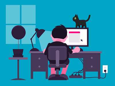 Work From Home 2d character design flat illustration