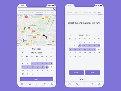 onRun Date-picker app design ui ux