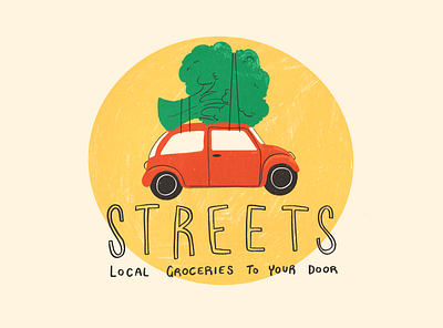 Streets greengrocers branding delivery design digital food fruit groceries illustration illustrator limited palette logo vegan vegetables