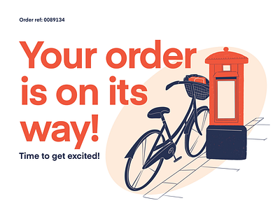 Order dispatch notification email illustration bike brand delivery bike dispatch graphic illustration illustrator mail marketing notification online shopping order post postman shipping