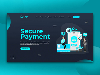 payment Security Landing Page Concept adobe figma adobe xd landing page online payment security payment security website ui ux virtual card design visual design website design