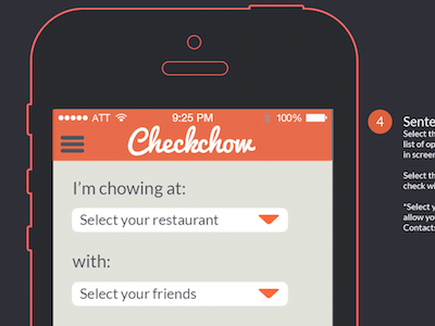 Checkchow Restaurant Selection bill check checkchow food interface ios7 mobile restaurant ui ux