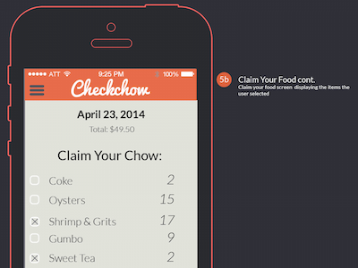 Checkchow Food Selection Screen checkchow flat food interface ios restaurant ui ux