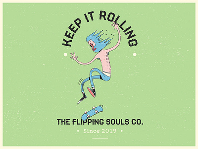 Keep it Rolling! basic shapes blue character design design flip hippy illustration illustration art illustrator minimal posters santa cruz skateboard skateboarding typography vans vector vector illustration vectorart