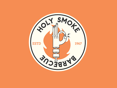 Hand Series 2/5: Holy Smoke BBQ's badge basic shapes design illustration illustration art illustrator minimal vector vector illustration vectorart vintage