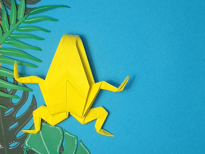 Golden Poison Frog origami paper art papercut