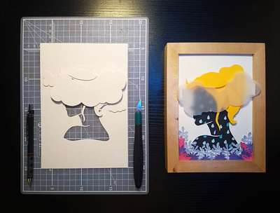 Cloudy Feelings - From prototype to final concept design illustration paper art papercut