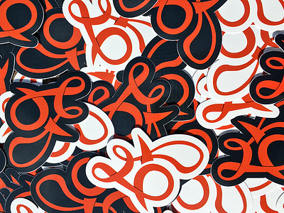 Personal Logo Stickers bright cursive die cut diecut jakprints lettermark logo orange personal stickers