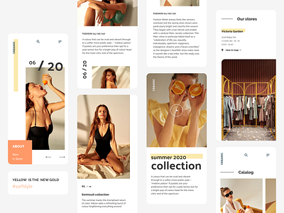 Online store - promo screens for mobile adaptives clother ecommerce ecommerce design ecommerce shop fashion interface mobile mobile app mobile design online shop photos summer ui uidesign yellow