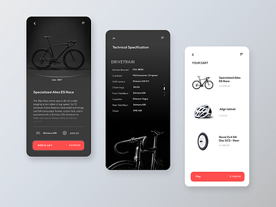 Bicycles eccomerce shop app bicycle bicycle shop bile clean futurism interface mininal mobile mobile app shop store ui