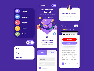 Delipensil Mobile UI app cardui clean homepage illustration inspiration kit mobile purple ui uiux ux