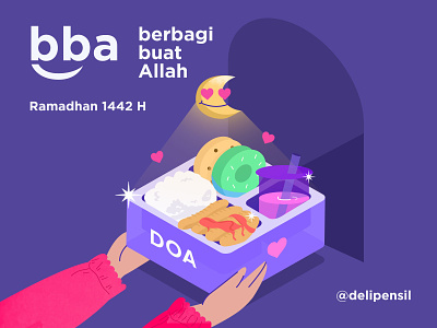 BBA - Illustration Gift Lovely Food charity clean flat food gift hand illustration inspiration muslim poster purple ramadhan