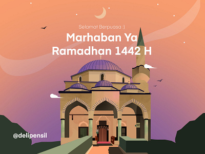 Ramadhan Kareem :) gradient illustration inspiration landscape mosque muslim purple ramadhan sky
