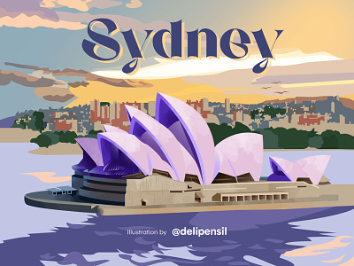 Art in Sydney - Delipensil art australia illustration landscape sunset sydney vector