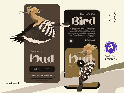 Bird Hud - UI/UX Story app bird font illustration mobile ui ux