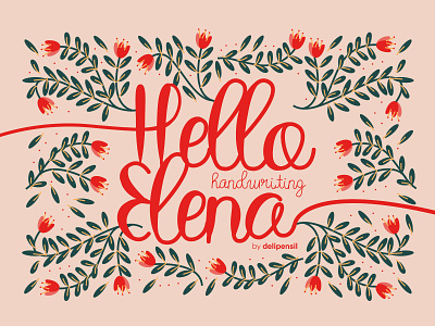 Hello Elena - Handwriting Typeface elegant feminim floral flower font girl illustration pattern woman