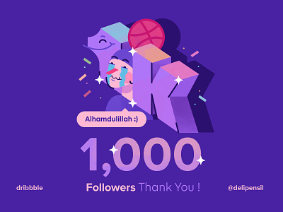 1000 Followers Dribbble 1000 1k confetti follower illustration inspiration