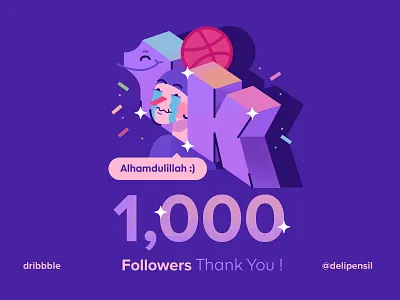 1000 Followers Dribbble 1000 1k confetti follower illustration inspiration