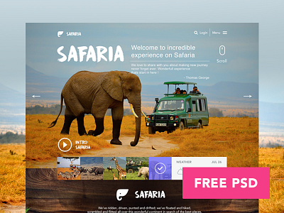 Free Homepage Safaria animal free freebies homepage mockup psd safari safaria template ui ux