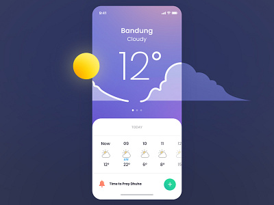 iOS Weather Exploration app cloud gradient mobile purple rain seasons slider sun sunrise ui ux weather