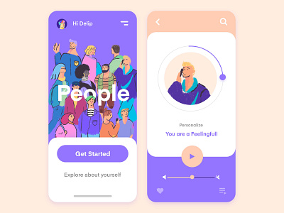 People App Exploration app application clean ui clean ui design colorfull human illustration mobile pastel people purple ui ux white