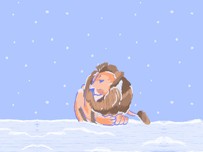 The Lion Cold brave cold illustration lion lion head lions patient snow winter