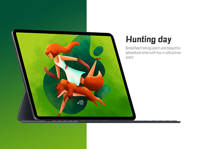 hunting day art app cartoon colorful design flat happy illustration illustrator typography vector