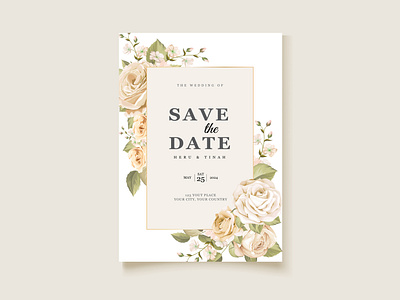 beautiful yellow roses wedding card template