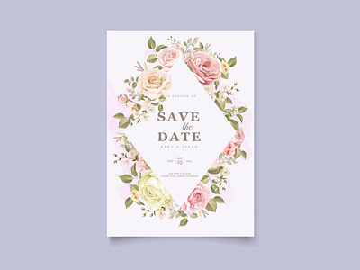 elegant floral wedding invitation card template