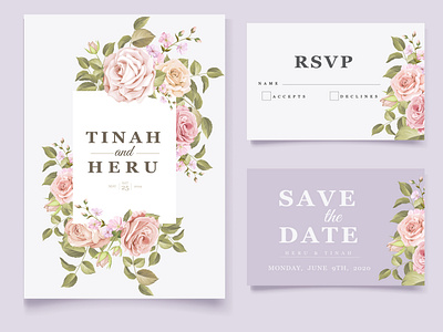 Elegant floral wedding invitation card template