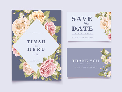 soft purple floral wedding card