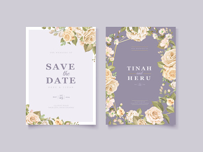 soft purple floral wedding card