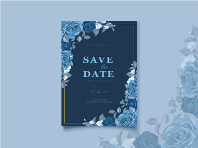 elegant classic blue wedding card art background blue border card classic design elegant floral frame graphic illustration invitation ornament pattern retro template vector vintage wedding